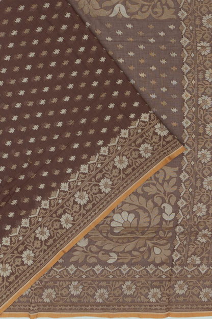 Banarasi Cotton Butta Choco Brown Saree