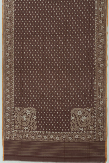 Banarasi Cotton Butta Choco Brown Saree