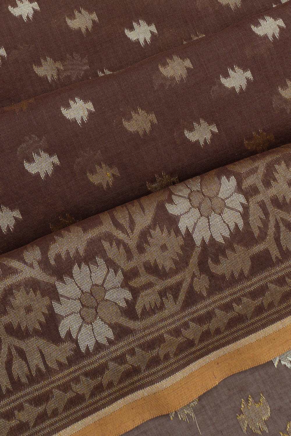 Banarasi Cotton Butta Choco Brown Saree