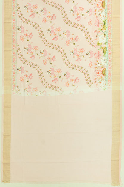 Paithani Cotton Pichwai Printed Pastel Pink Saree