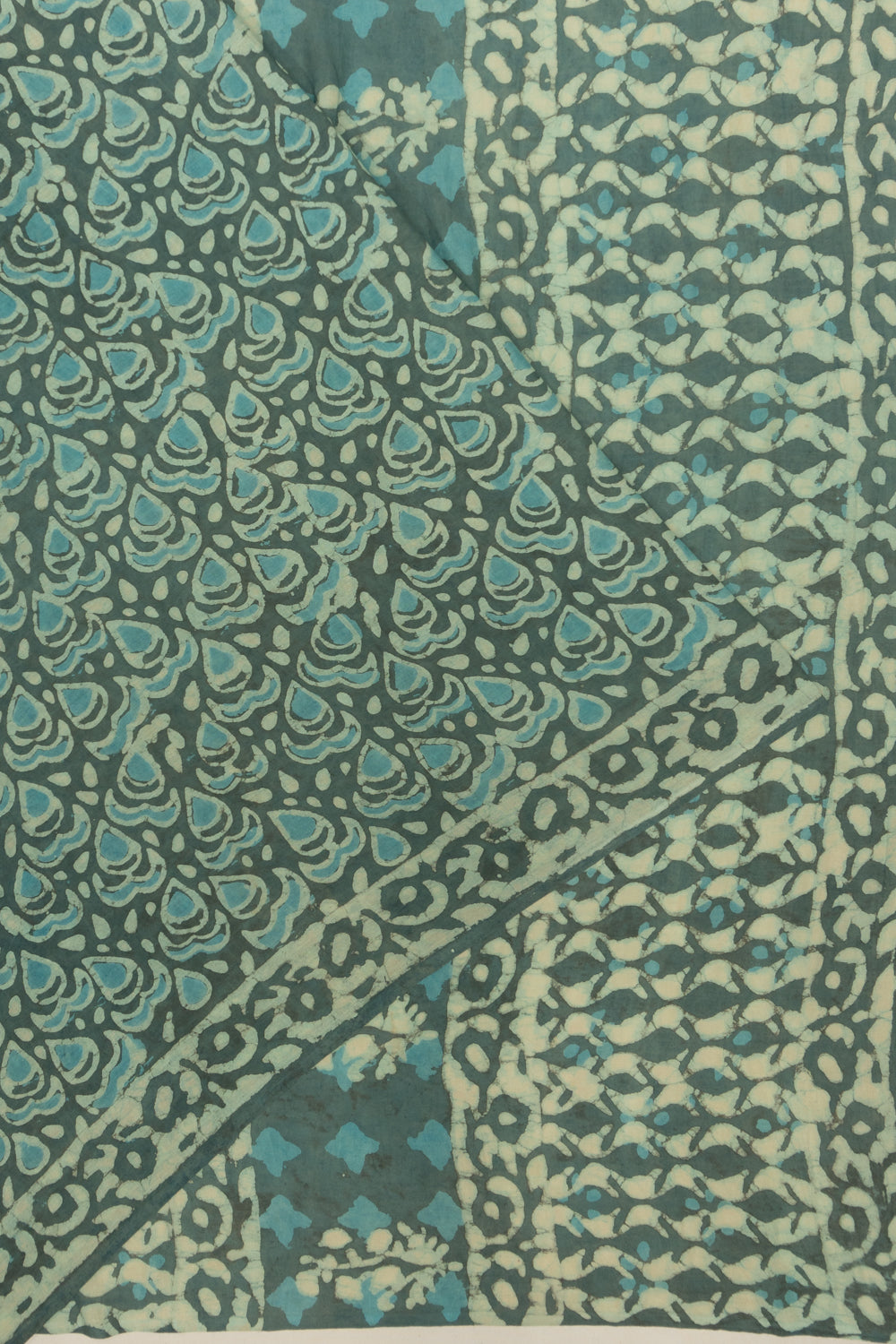 Chanderi Cotton Batik Printed Green Saree
