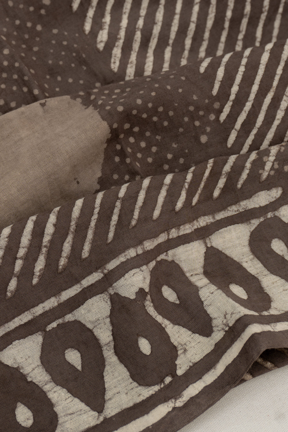 Chanderi Cotton Batik Printed Brown Saree