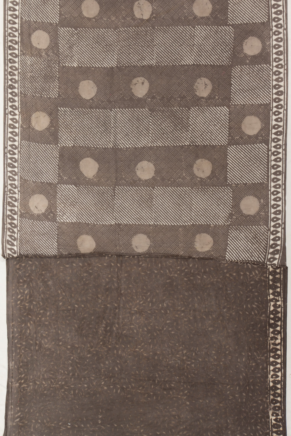 Chanderi Cotton Batik Printed Brown Saree