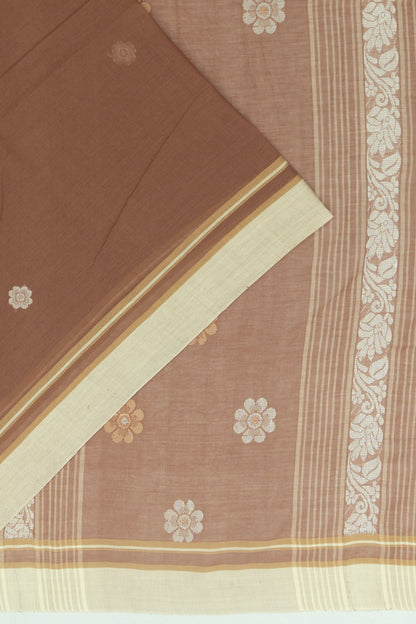Phulia Cotton Butta Brown Saree