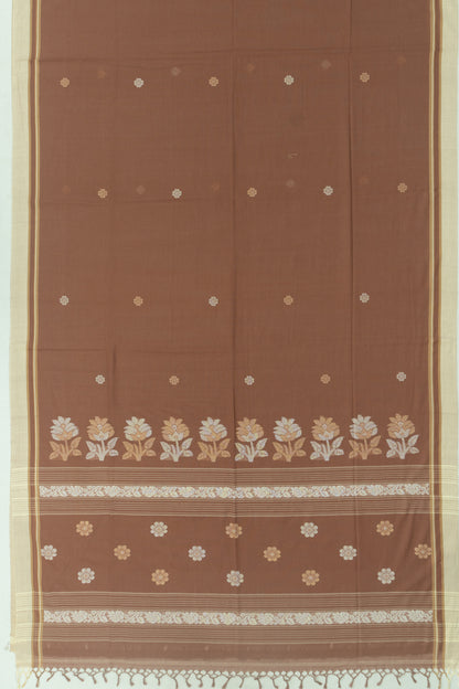 Phulia Cotton Butta Brown Saree