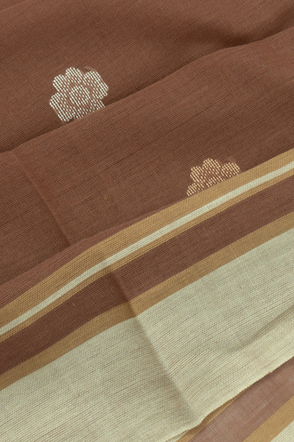 Phulia Cotton Butta Brown Saree