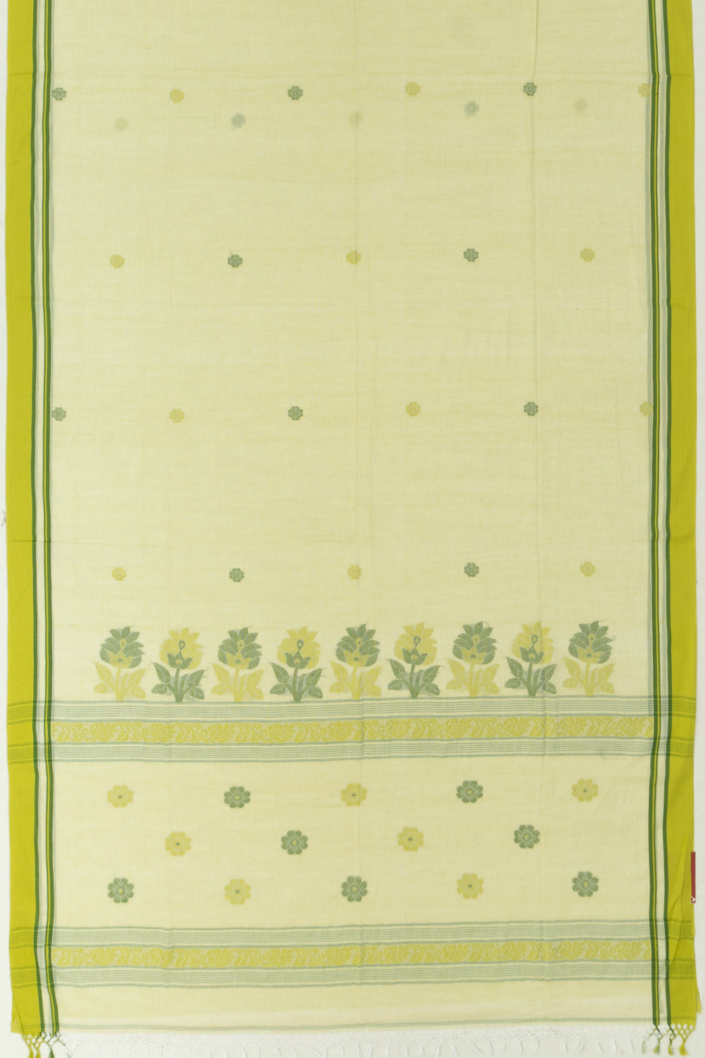 Phulia Cotton Butta Pastel Green Saree