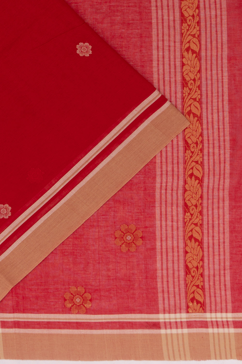 Phulia Cotton Butta Red Saree