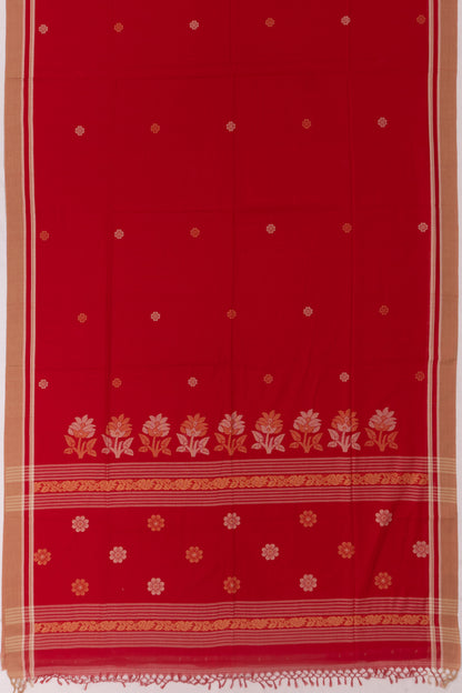 Phulia Cotton Butta Red Saree