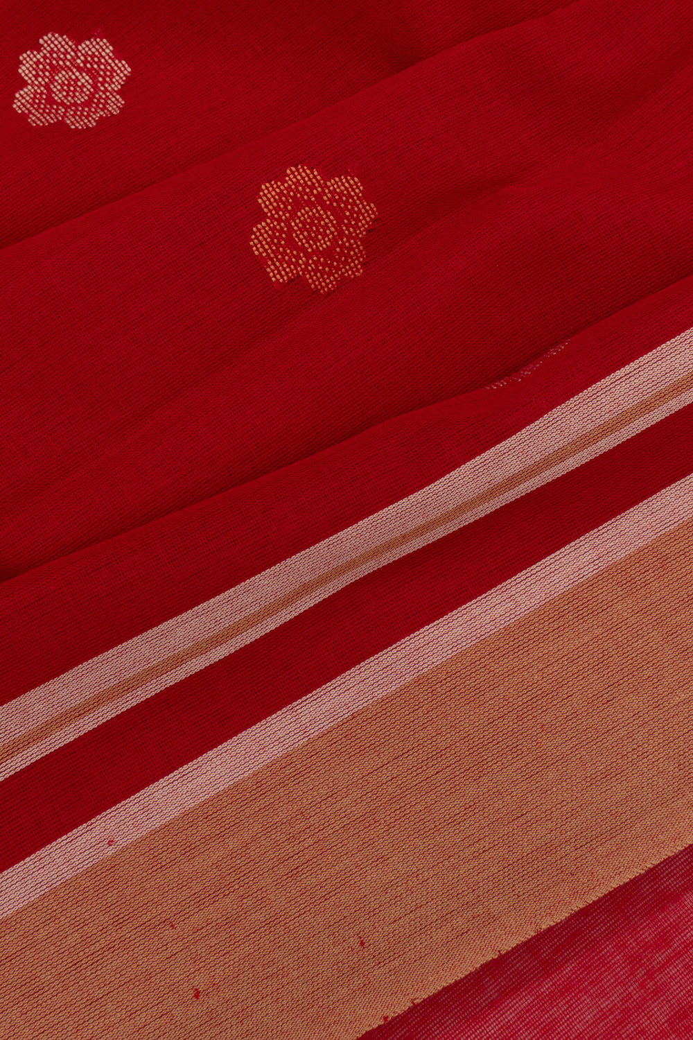 Phulia Cotton Butta Red Saree