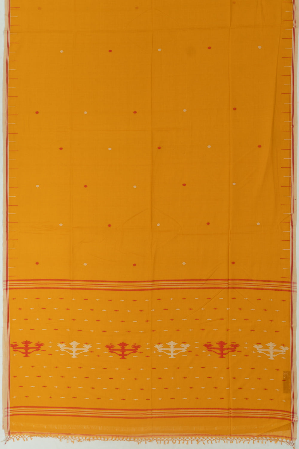 Phulia Cotton Butta Mustard Yellow Saree