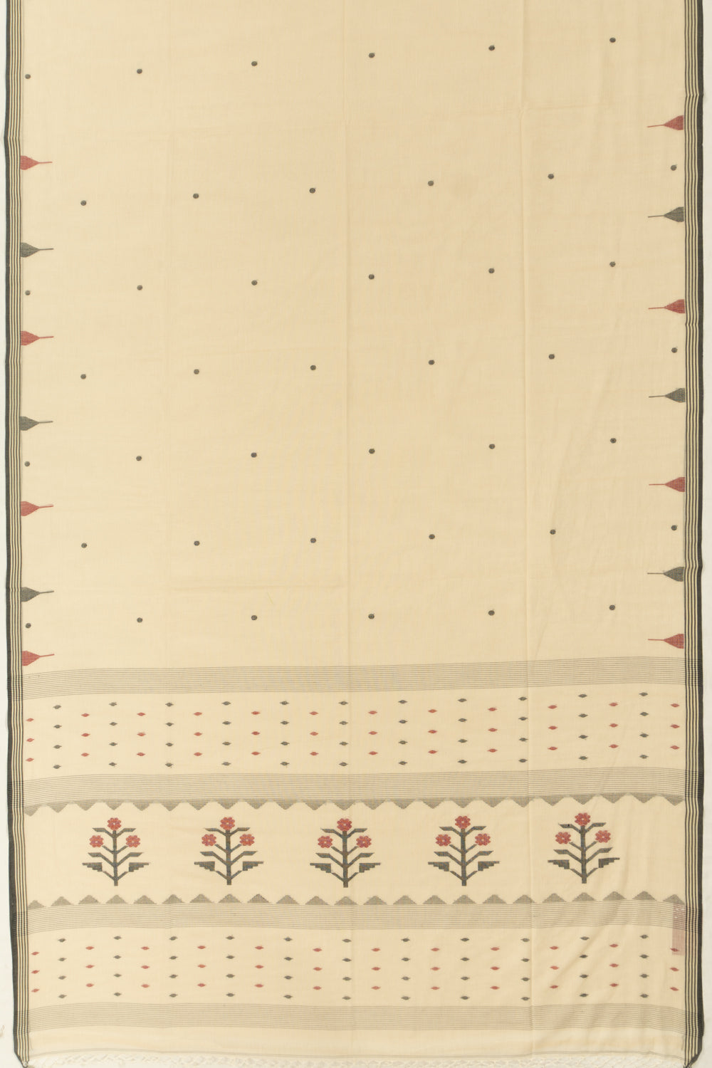 Phulia Cotton Butta Cream Saree