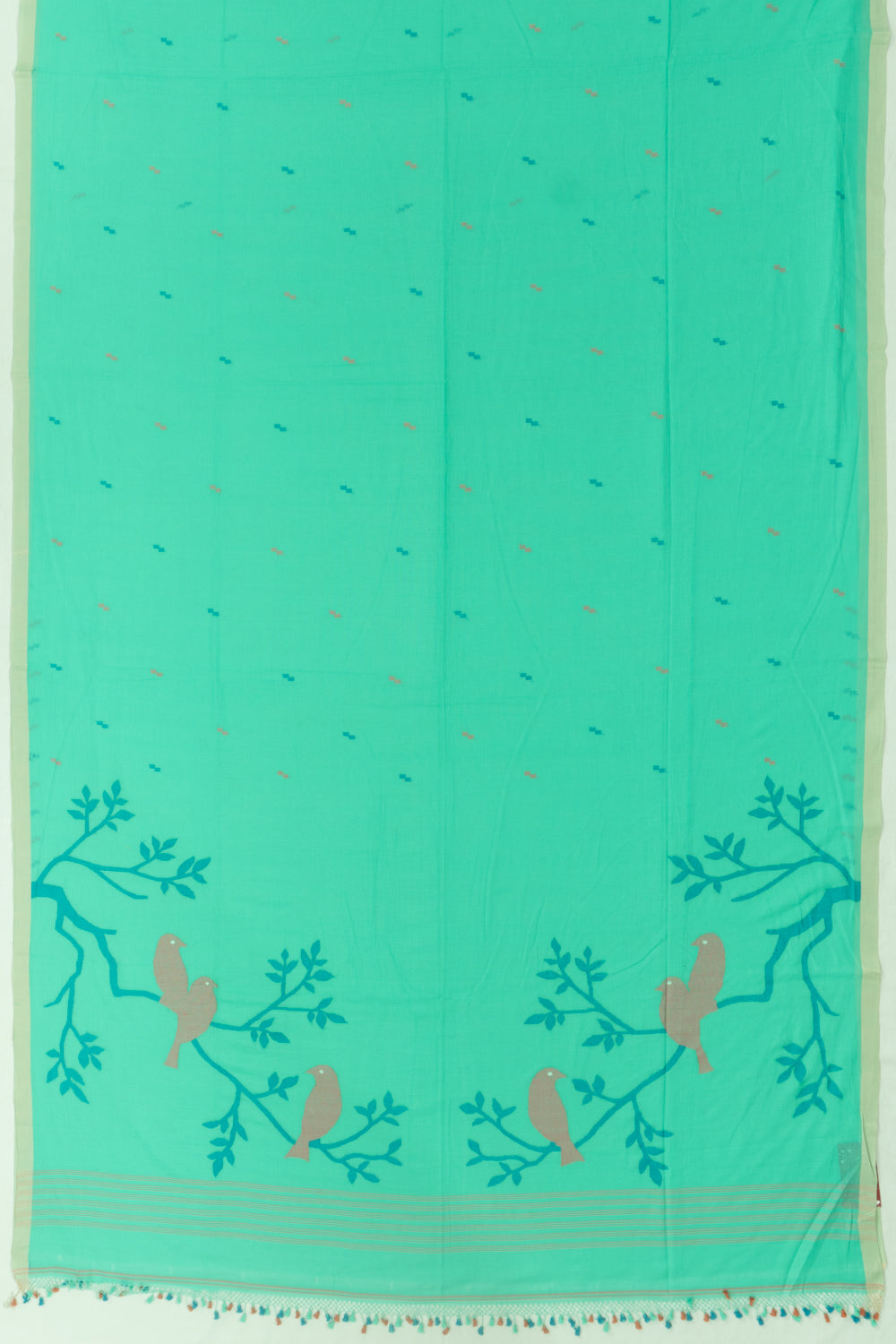 Phulia Cotton Butta Sea Green Saree