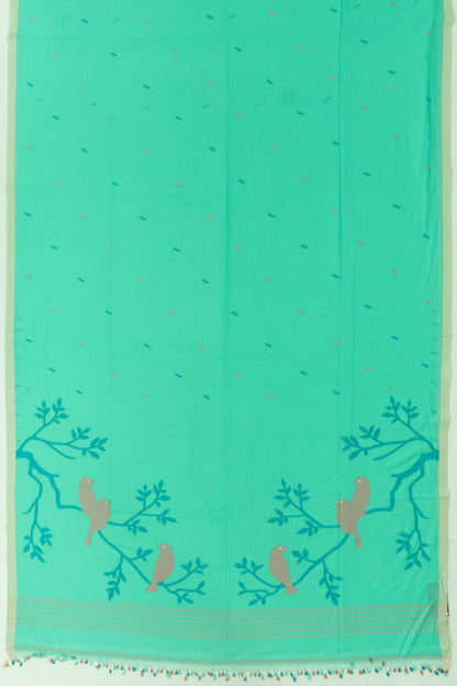 Phulia Cotton Butta Sea Green Saree