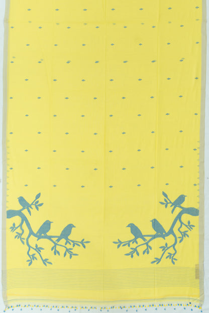Phulia Cotton Butta Lemon Yellow Saree