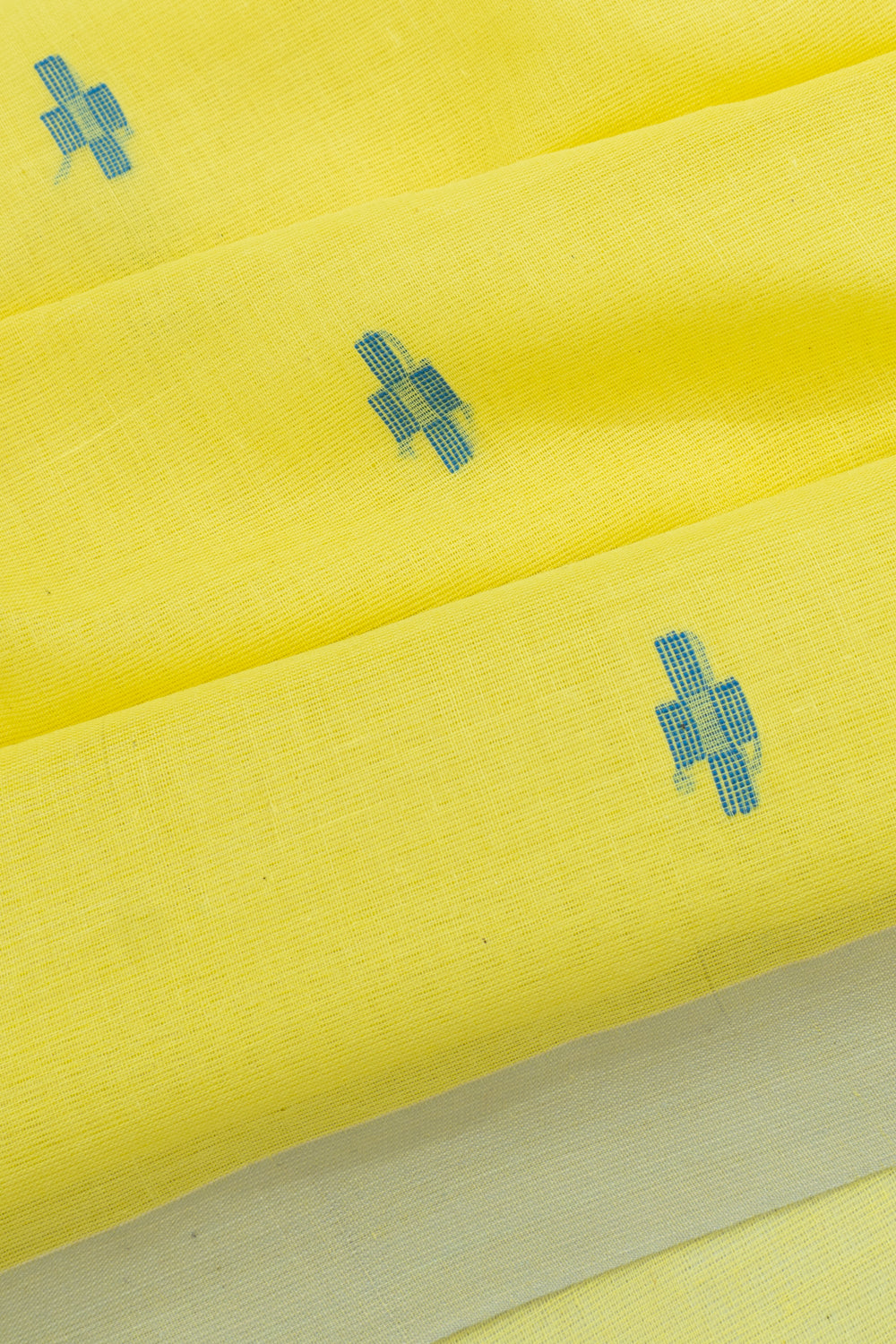 Phulia Cotton Butta Lemon Yellow Saree