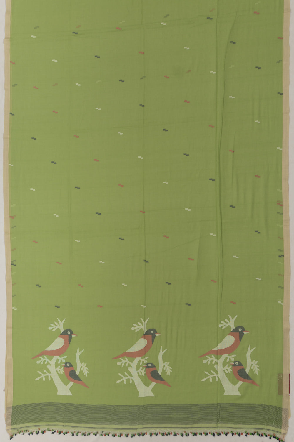 Phulia Cotton Butta Green Saree
