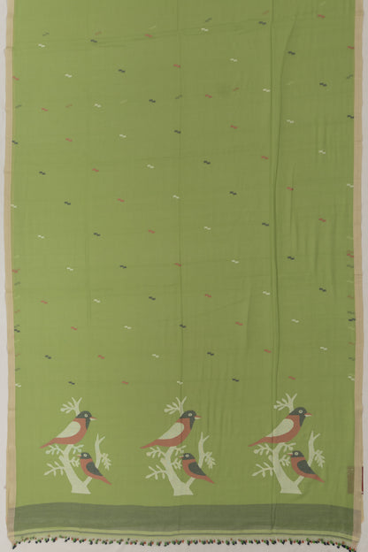 Phulia Cotton Butta Green Saree