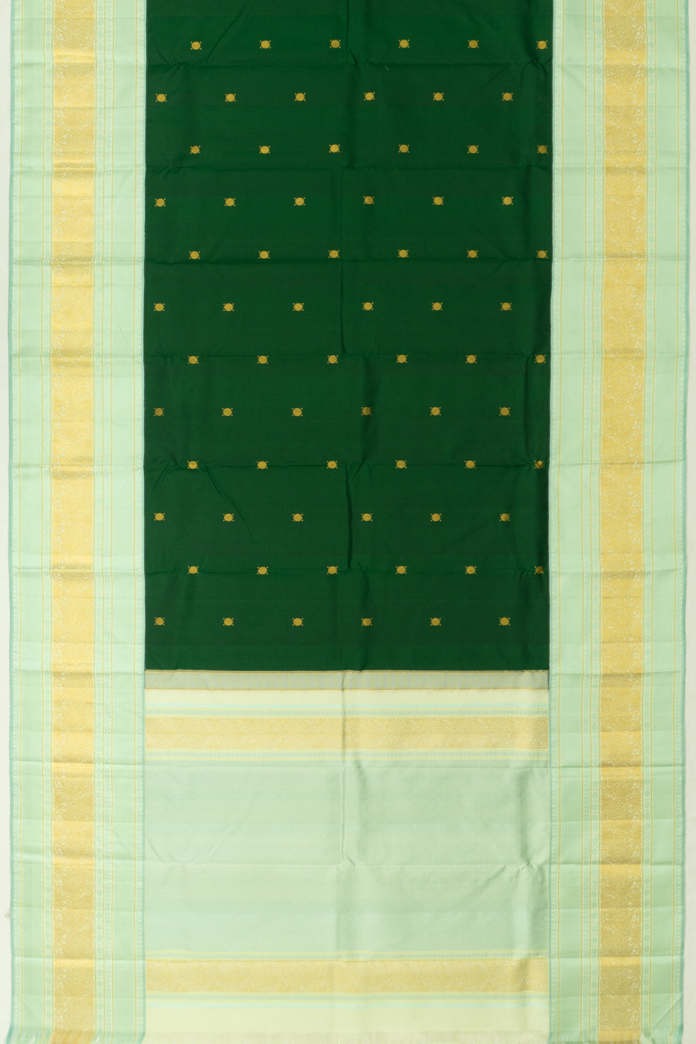Kanchipuram Silk Butta Bottle Green Saree