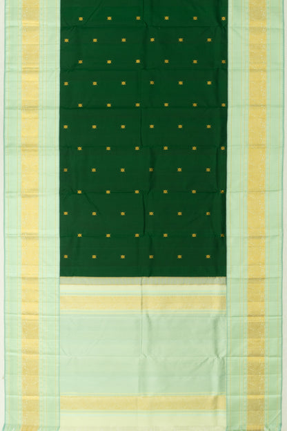 Kanchipuram Silk Butta Bottle Green Saree