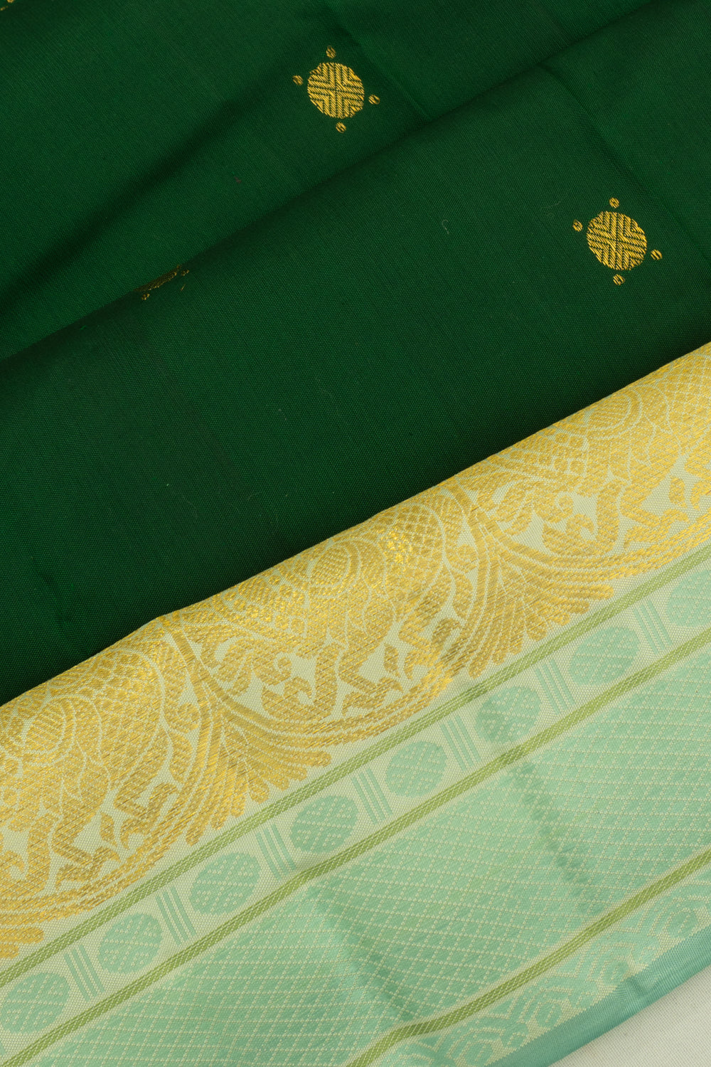 Kanchipuram Silk Butta Bottle Green Saree
