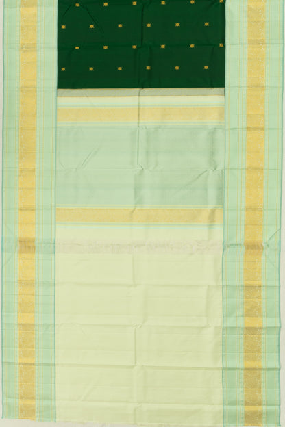 Kanchipuram Silk Butta Bottle Green Saree