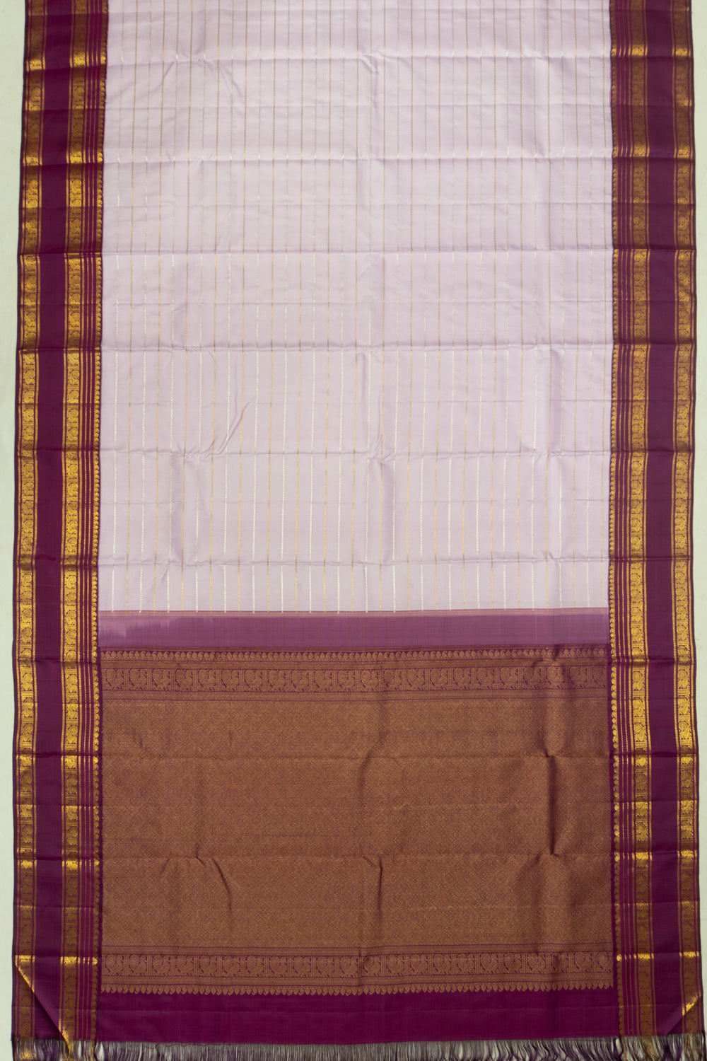 Kanchipuram Silk Horizontal Lines Lavender Saree