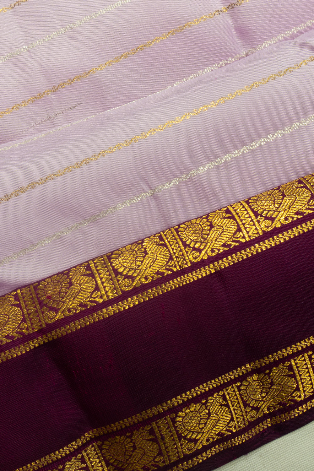 Kanchipuram Silk Horizontal Lines Lavender Saree