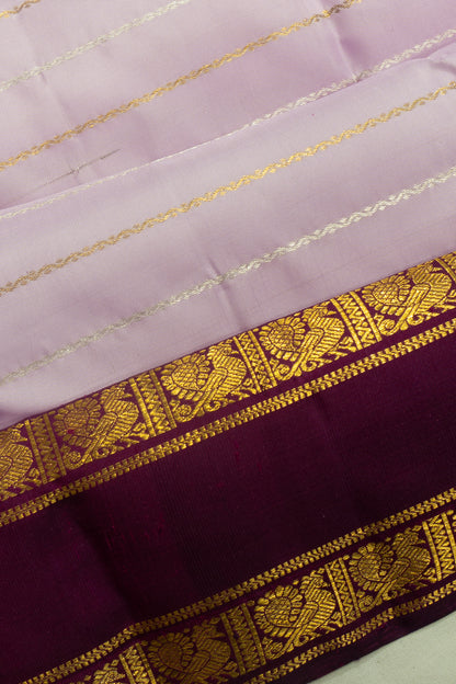 Kanchipuram Silk Horizontal Lines Lavender Saree