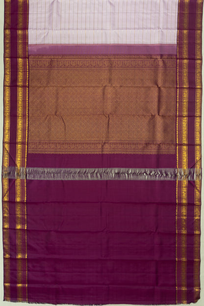 Kanchipuram Silk Horizontal Lines Lavender Saree