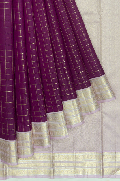 Kanchipuram Silk Checks Purple Saree
