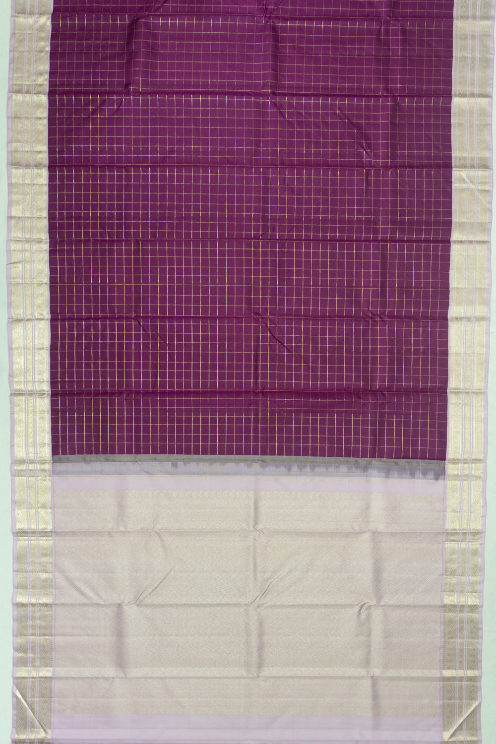 Kanchipuram Silk Checks Purple Saree