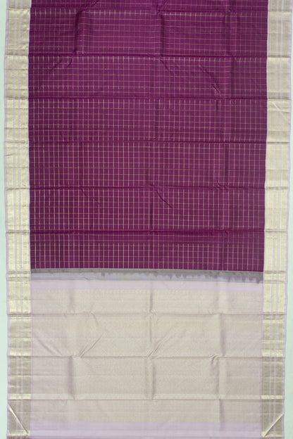 Kanchipuram Silk Checks Purple Saree