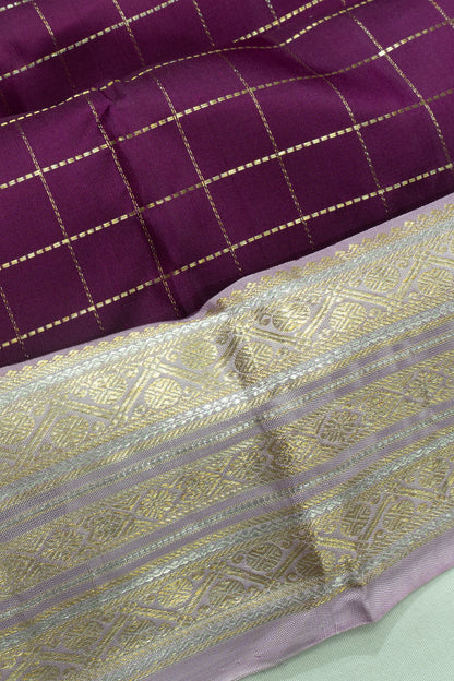 Kanchipuram Silk Checks Purple Saree