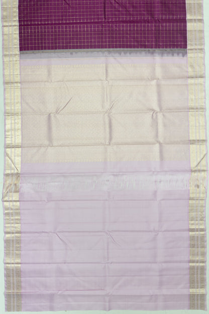 Kanchipuram Silk Checks Purple Saree