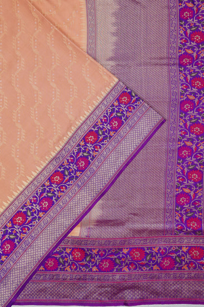 Banarasi Silk Jaal Pastel Orange Saree