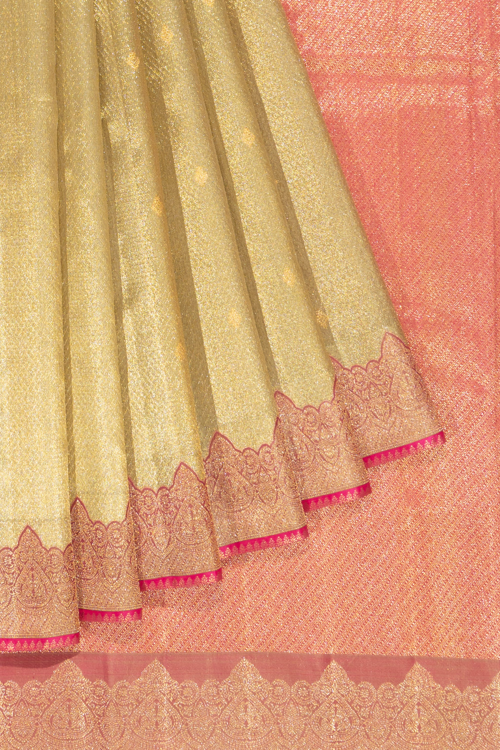 Kanchipuram Silk Tissue Brocade Gold Saree