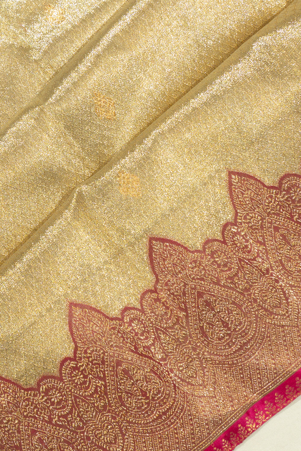 Kanchipuram Silk Tissue Brocade Gold Saree