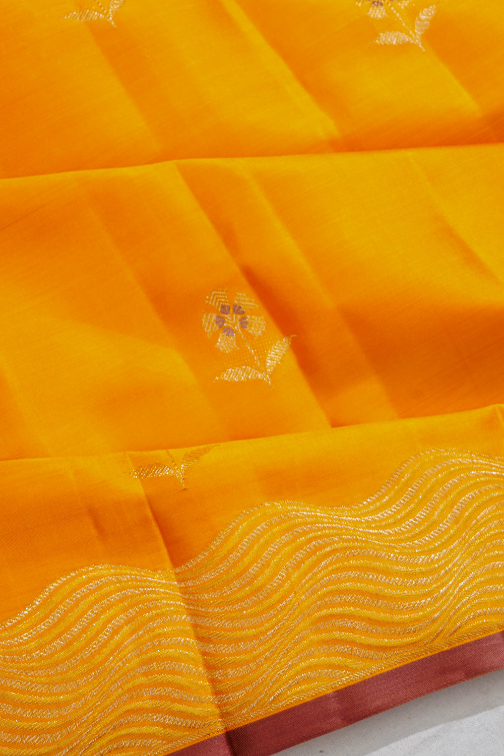 Banarasi Silk Butta Mustard Yellow Saree