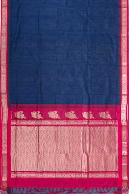 Mangalagiri Cotton Plain Dark Blue Saree