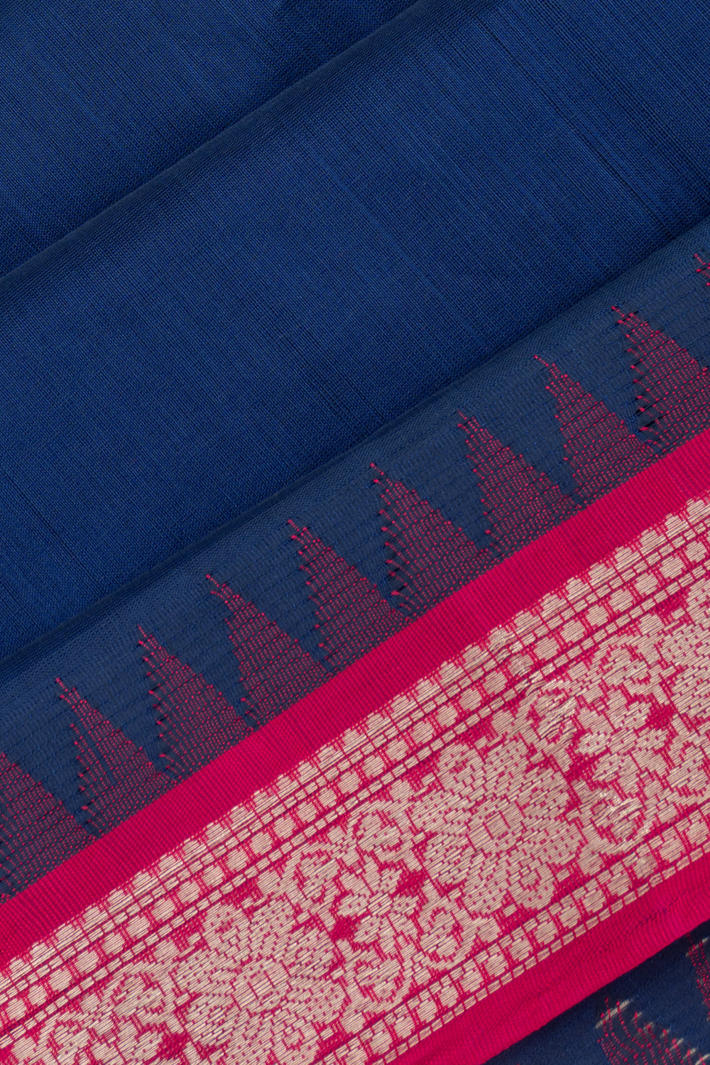 Mangalagiri Cotton Plain Dark Blue Saree