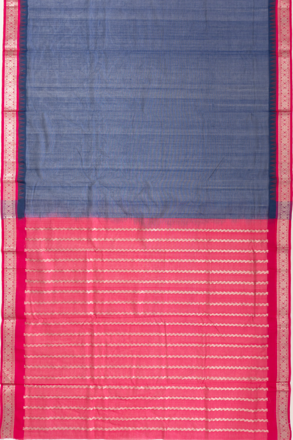 Mangalagiri Cotton Plain Dark Blue Saree