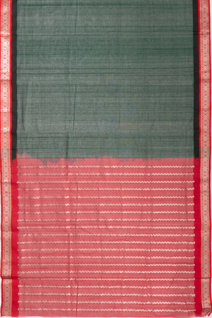 Mangalagiri Cotton Plain Bottle Green Saree
