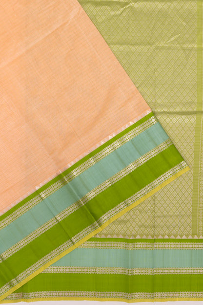 Gadwal Cotton And Silk Horizontal Lines Cream Saree