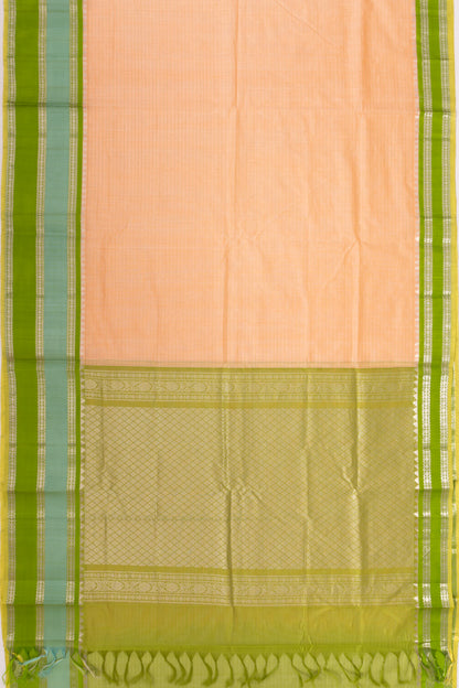 Gadwal Cotton And Silk Horizontal Lines Cream Saree