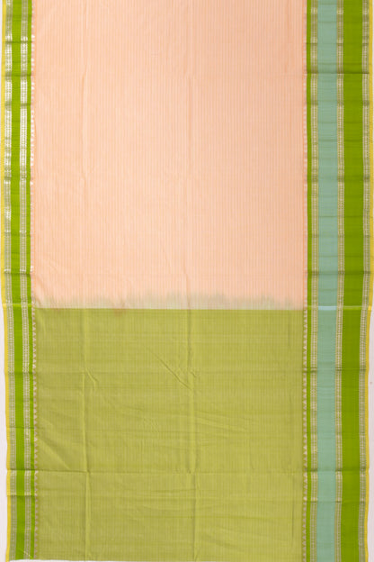 Gadwal Cotton And Silk Horizontal Lines Cream Saree