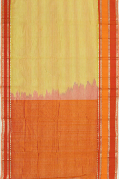 Gadwal Cotton And Silk Horizontal Lines Mehendi Green Saree