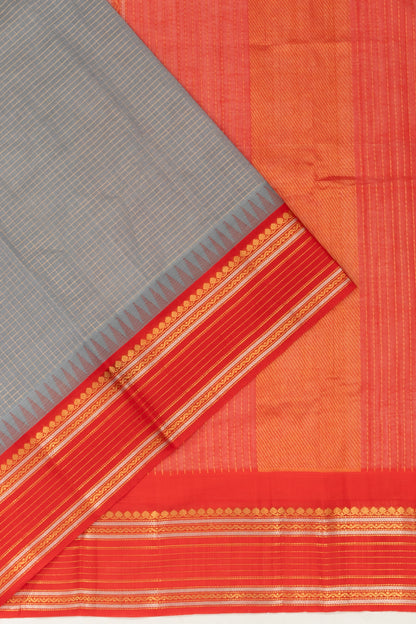 Chettinad Cotton Checks Grey Saree