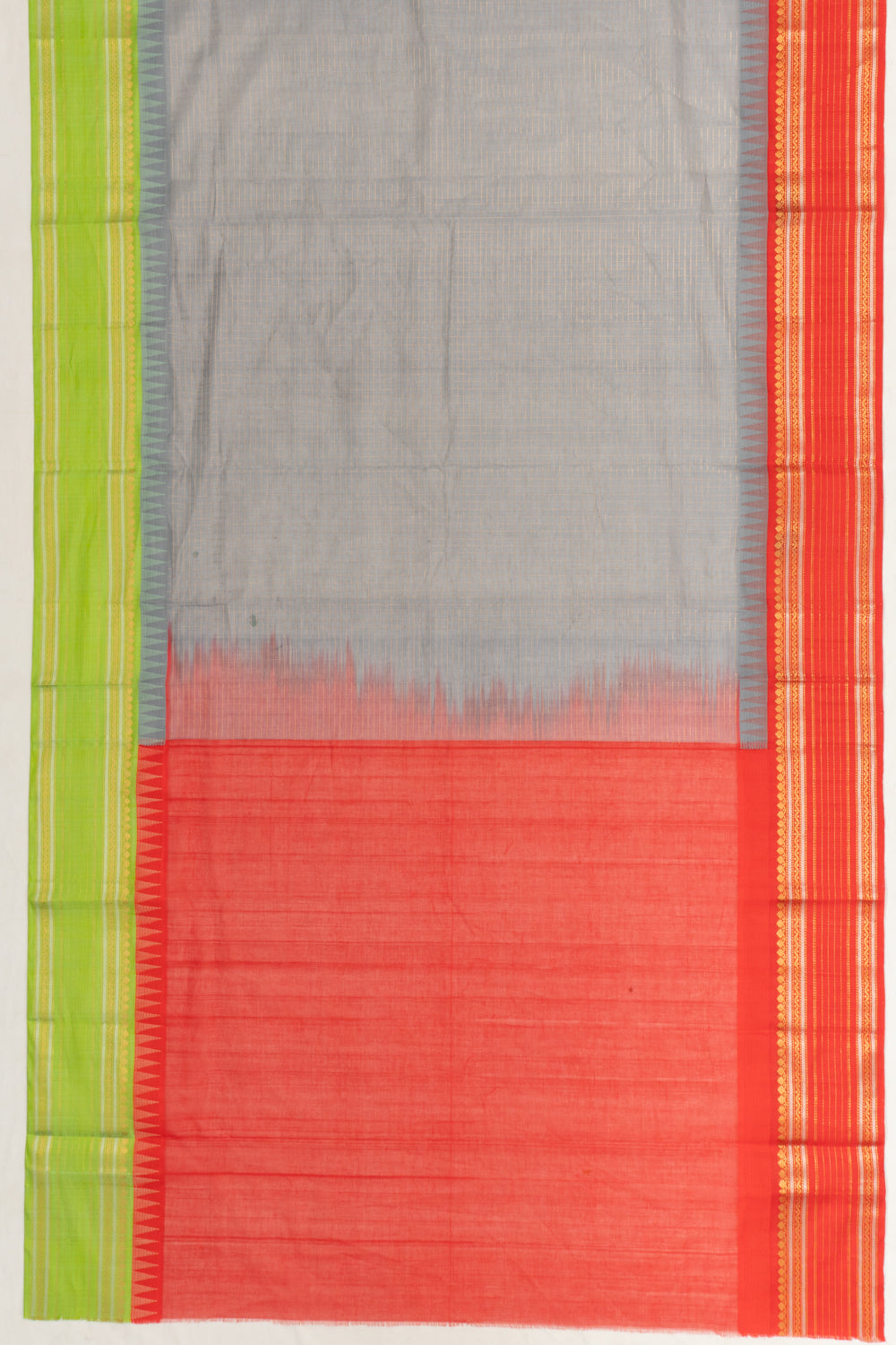Chettinad Cotton Checks Grey Saree