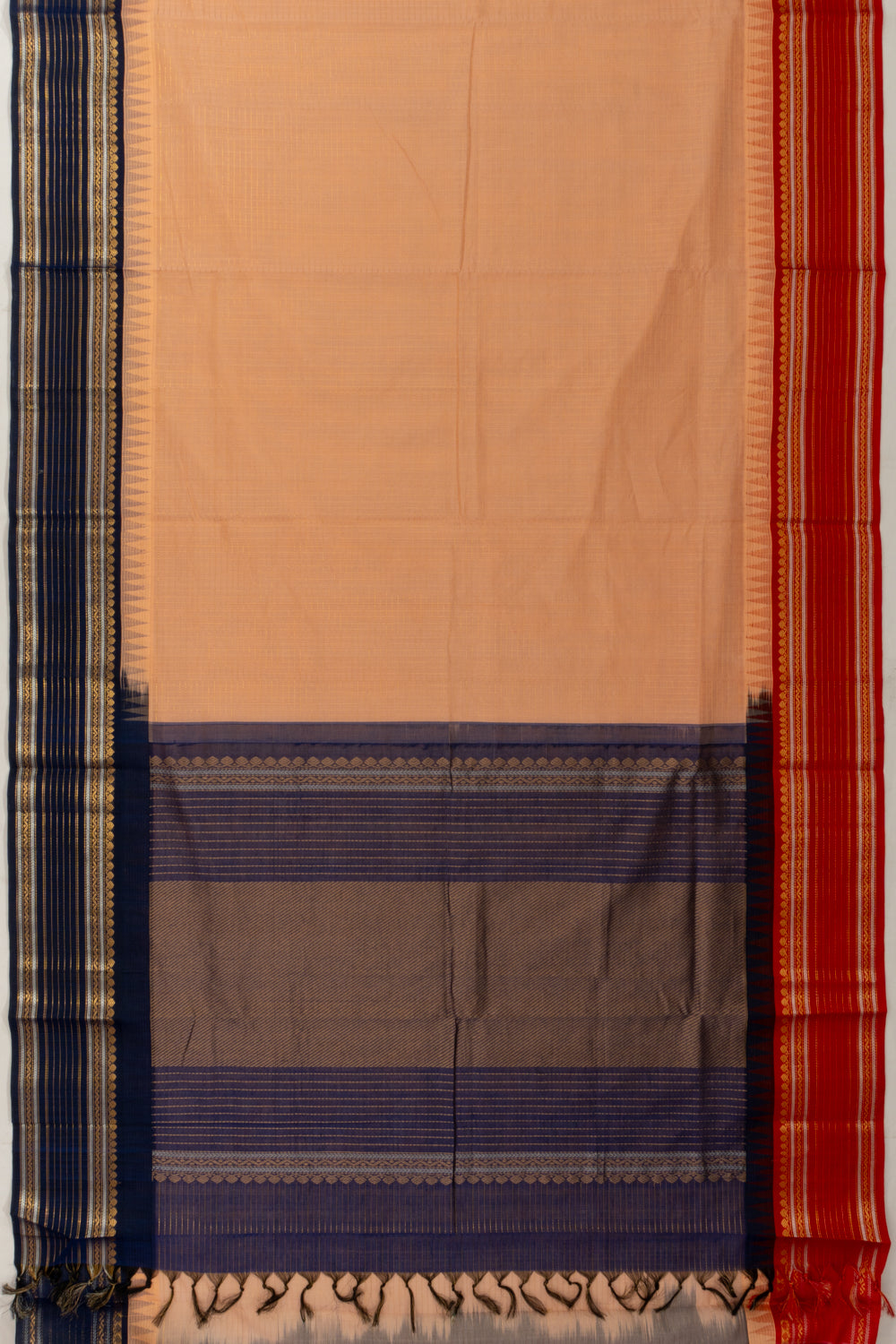 Chettinad Cotton Checks Pastel Orange Saree